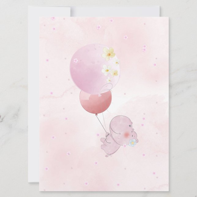 BABY SHOWER CUTE HIPO. FOR BABY GIRL INBJUDNINGAR (Baksida)