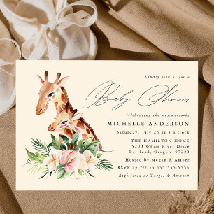 Baby Shower Cute Mamma och Baby Giraffe Inbjudningar