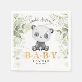 Baby Shower Cute Panda Eucalipt Greenery Pappersservett