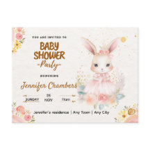 Baby Shower - Cute Rosa Bunny Redigerbar