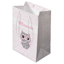 Baby Shower Cute Rosa Uggla Gift Bag