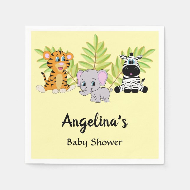 Baby Shower Cute Safari Jungle Animals Pappersservett (Framsidan)