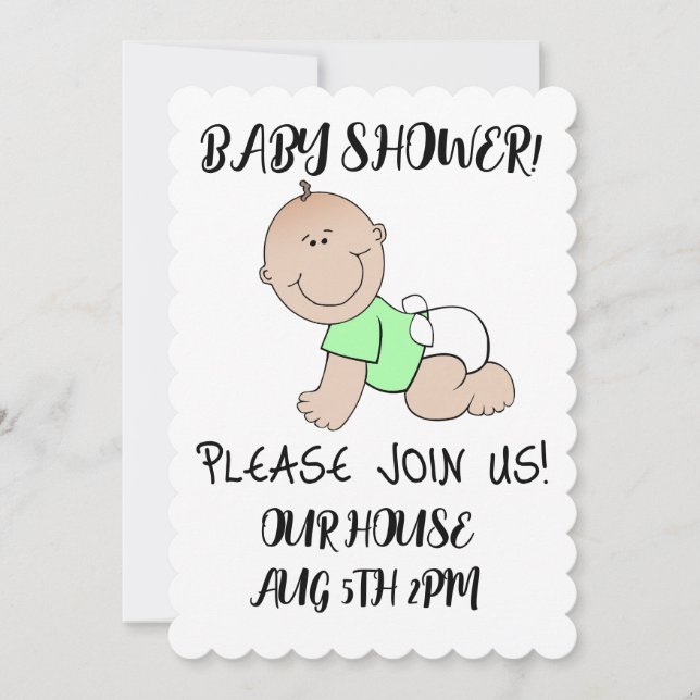 BABY SHOWER CUTE SCRIPT ANPASSNINGSBAR INVITATIONS INBJUDNINGAR (Framsida)