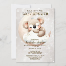 Baby Shower Cute Sleeping Baby Koala Animal Inbjudningar