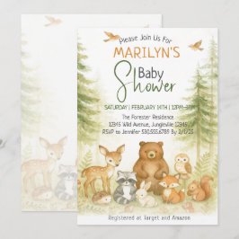 Baby Shower Cute Woodland Baby Animals Inbjudningar