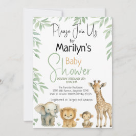 Baby Shower Cuter Baby Vilda djur Inbjudningar