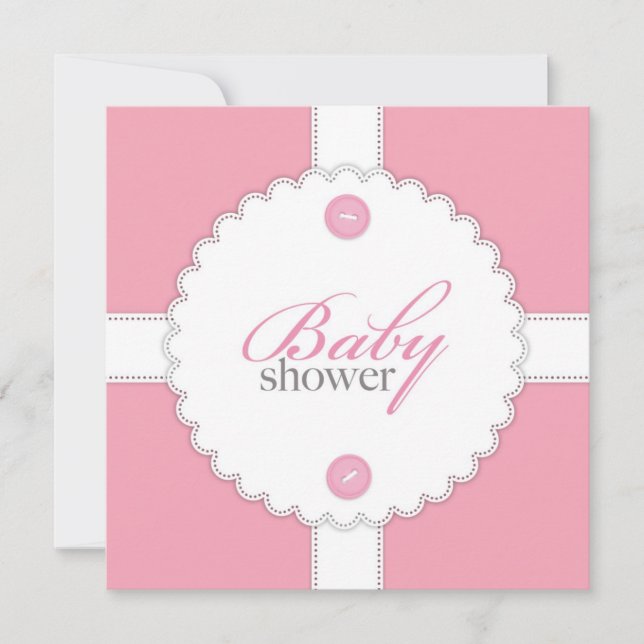 Baby Shower Dantel Flicka Platt Inbjudan (Framsida)