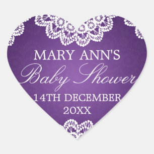 Baby shower daterar vintagesnörelilor hjärtformat klistermärke