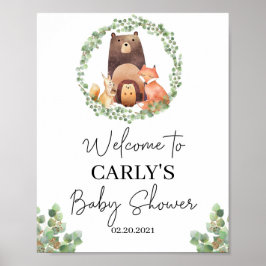 Baby Shower Decor|Woodland animals| Välkomsttecken Poster