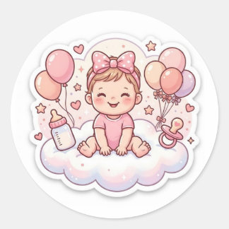 Baby shower-dekal för flicka runt klistermärke