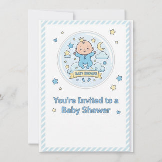 Baby shower-dekal för pojke inbjudningar