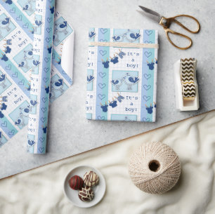 Baby Shower Det är en Boy Blue Birds Presentpapper