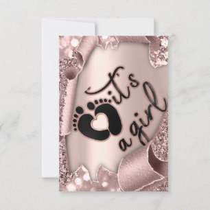Baby Shower Det är en flicka Ram Ro Glitter Feet Inbjudningar