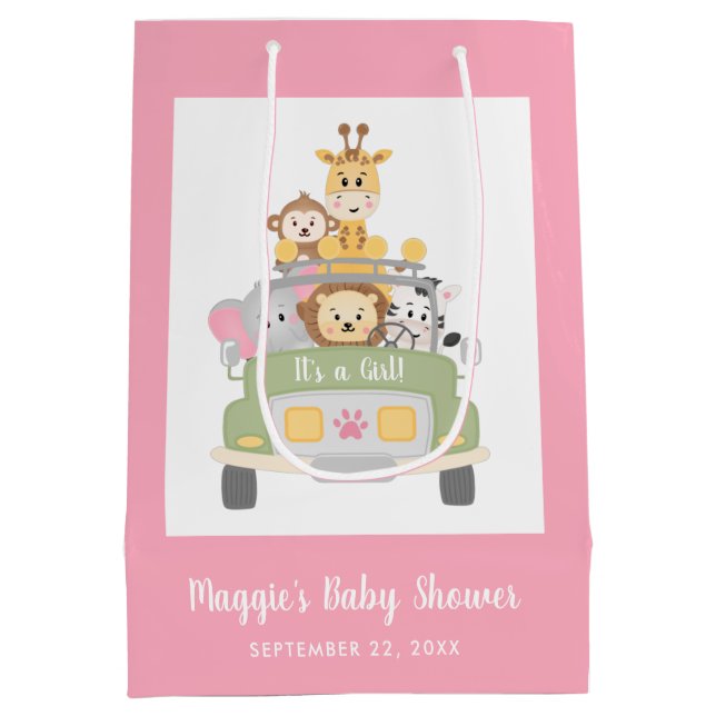 Baby Shower Det är en Rosa Tack för flicka Safari (Baksidan)