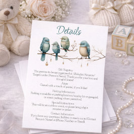 Baby Shower Detaljer Kort Söt Fågel Tema