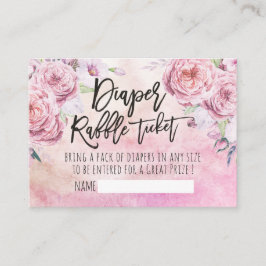 Baby Shower Diaper Raffle Biljett Bohemian Flowers Tilläggskort