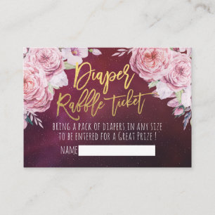 Baby Shower Diaper Raffle Biljett Boho Blommigt Re Tilläggskort