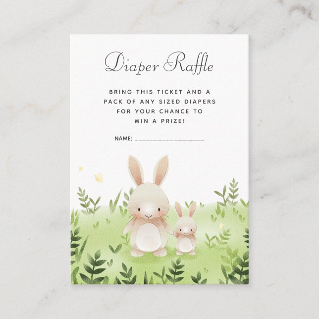 Baby Shower Diaper Raffle Biljett | Little Bunny Tilläggskort (Framsida)