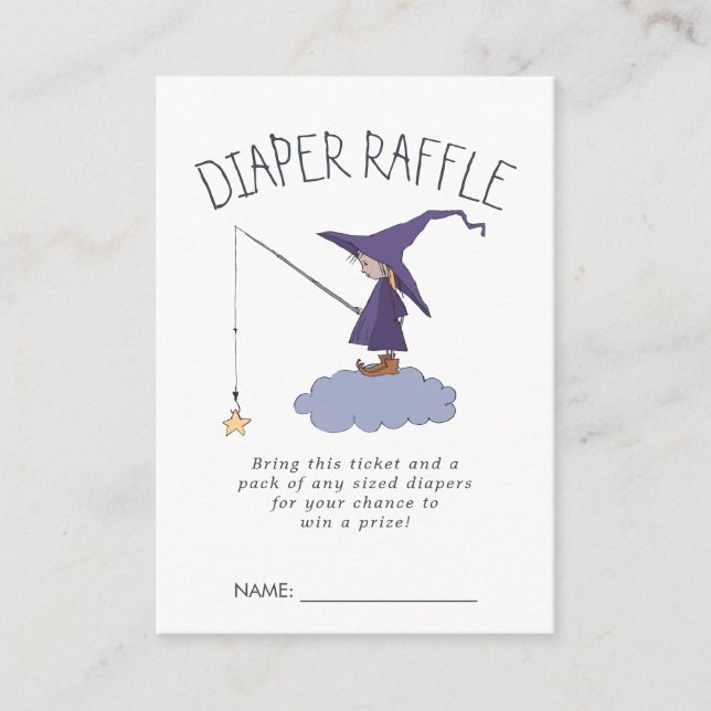 Baby Shower Diaper Raffle Biljett | Little Witch Tilläggskort (Framsida)