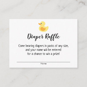 Baby Shower Diaper Raffle Biljett med Rubber Anka Tilläggskort