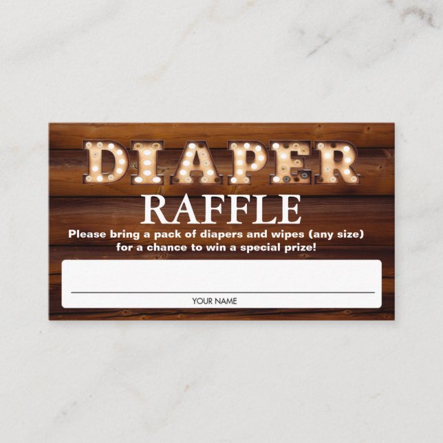Baby Shower Diaper Raffle Biljett Tilläggskort (Framsida)