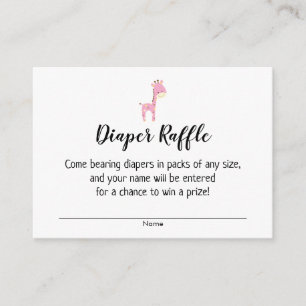 Baby Shower Diaper Raffle Biljett w/ Rosa Giraffe Tilläggskort