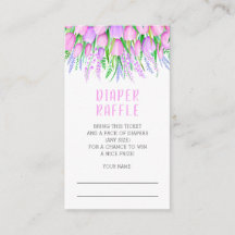 Baby Shower Diaper Raffle Blommigt Lavender Tulips
