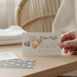 Baby Shower Diaper Raffle Card - Boho Heart Tilläggskort