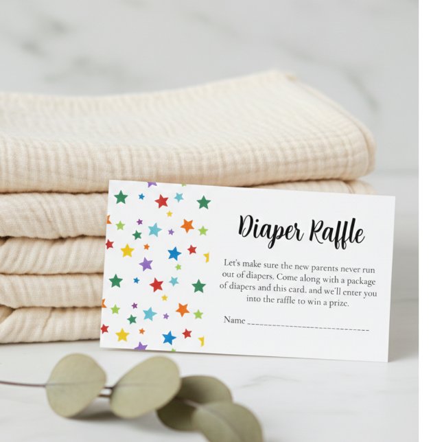 Baby Shower Diaper Raffle Card–Bright Stars Tilläggskort (Bright Stars baby shower diaper raffle)