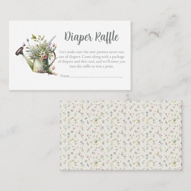 Baby Shower Diaper Raffle Card - Rustic Floral Tilläggskort (Fram/baksida)