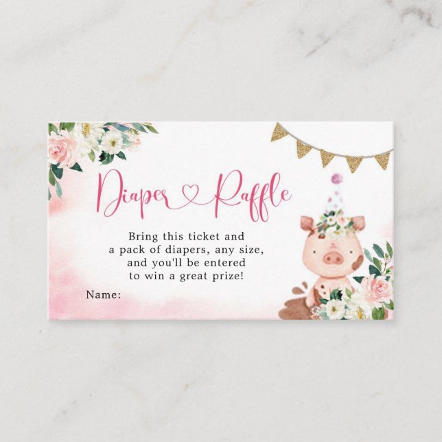 Baby Shower Diaper Raffle-hölje för Rosa Farm Baby Tilläggskort (Framsida)