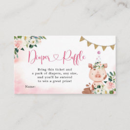 Baby Shower Diaper Raffle-hölje för Rosa Farm Baby Tilläggskort