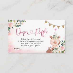 Baby Shower Diaper Raffle-hölje för Rosa Farm Baby Tilläggskort