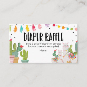 Baby Shower Diaper Raffle Mexican Cactus Llama Tilläggskort
