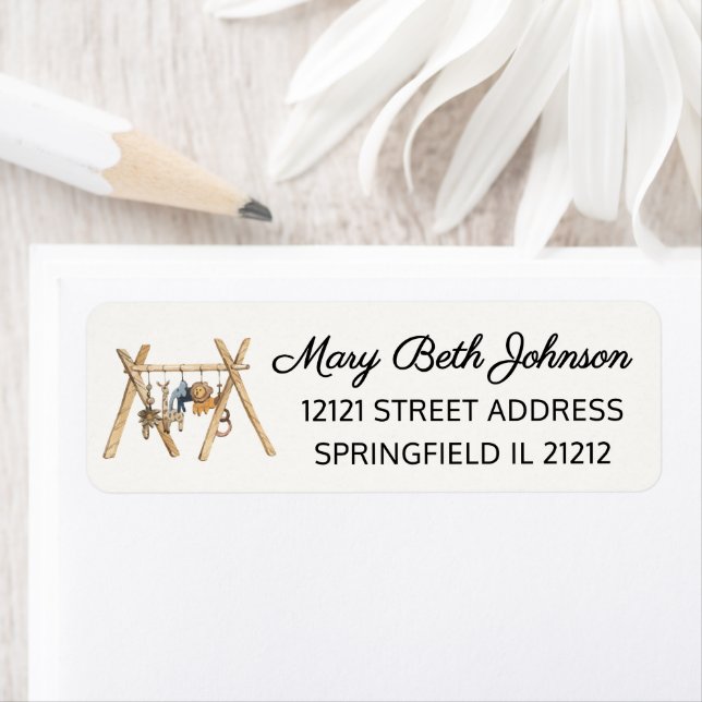 Baby Shower Djur Baby Gym Lekleks Tillbakaadress Returadress Etikett (Insitu)