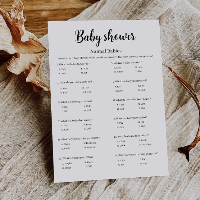 Baby Shower Djur Babyspel | Matcha Babyn  Inbjudningar (Baby Shower Animal Babies Game | Match the Baby Invitation)