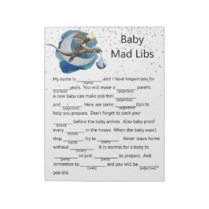 Baby Shower Drakriddare Mad Libs Lek Anteckningsblock