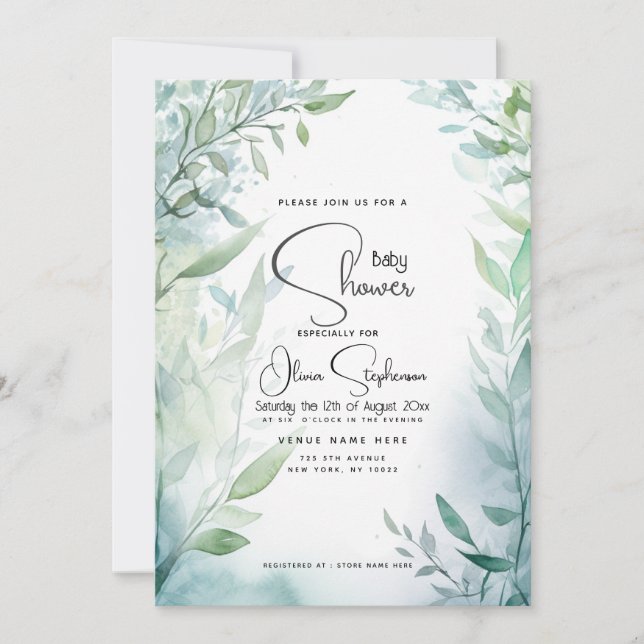 Baby Shower - Dreamy Blue Garden Inbjudningar (Framsida)