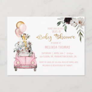 Baby Shower, Drive by Baby-dusch, safari-inbjudan Vykort