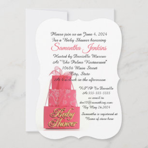 Baby Shower E=bjuds in Girl rosa paket Inbjudningar