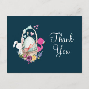 Baby Shower Egg, Flaingo och Bunny Party tack Vykort
