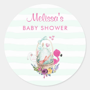 Baby Shower Egg w/ Flamingo & Bunny Runt Klistermärke