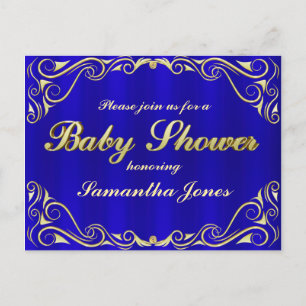 Baby Shower Elegant Regentlig Guld Typografi Meddelande Vykort