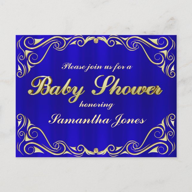 Baby Shower Elegant Regentlig Guld Typografi Meddelande Vykort (Framsida)