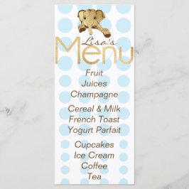 Baby Shower Elephant Guld Blue Meny
