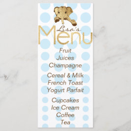 Baby Shower Elephant Guld Blue Meny