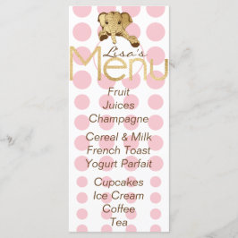 Baby Shower Elephant Guld Rosa Meny