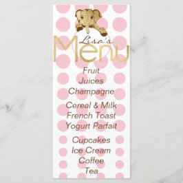 Baby Shower Elephant Guld Rosa Meny