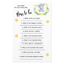 Baby Shower Elephant Hur väl du känner till kortet