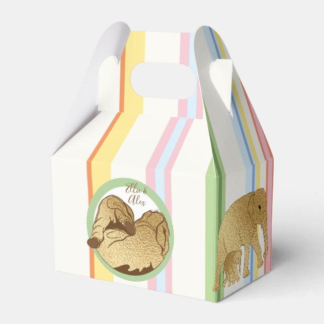 Baby Shower Elephant Mamma och Baby Rand Presentaskar (Framsidan Sidan)